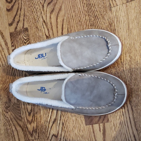 (7½M) JBU JAMBU Leather Shearling Slip On Loungewear Home Comfortable Luxury - Picture 2 of 8